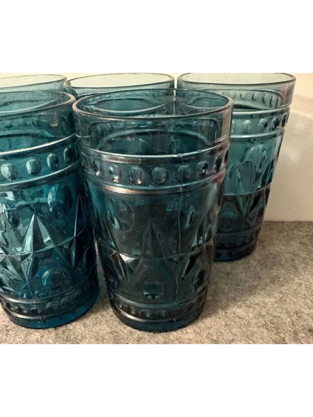 Set of 5 Vintage Smokey Blue Colony Park Lane Juice Glasses 4